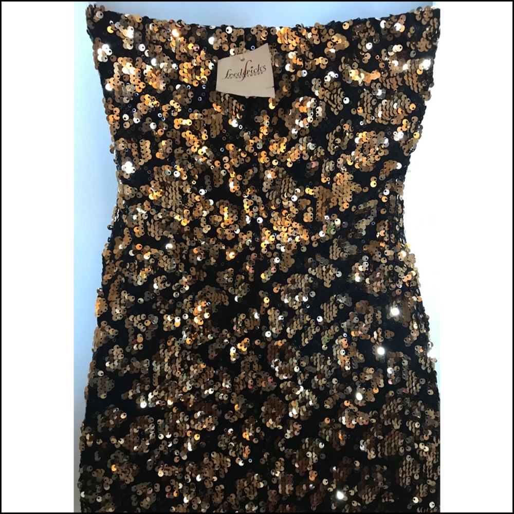 NWT Fredericks of Hollywood black & gold sequin dress - Picture 5 of 6